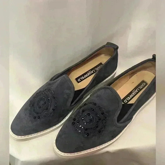 Karl Lagerfeld Blue Cyra Suede Slip On - Picture 3 of 6